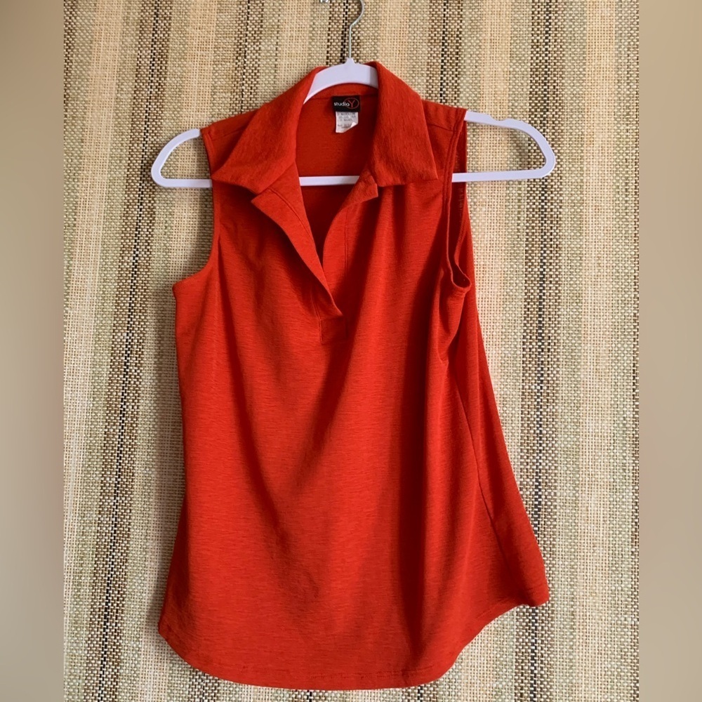 Studio Y Orange Tank Top Shirt Clothing Blouse Women Size M Formal Y2K